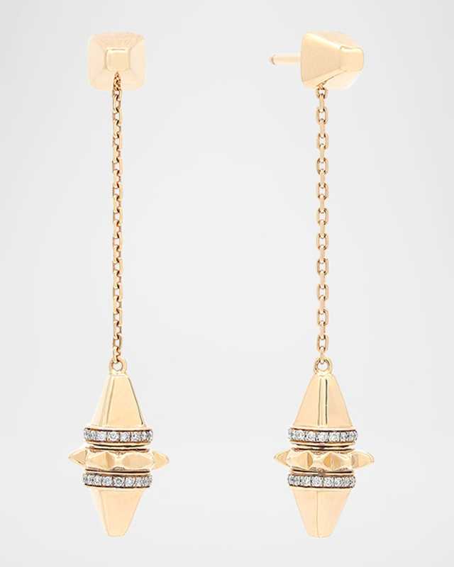 18K Yellow Gold Cardamom Hanging Diamond Stud Earrings